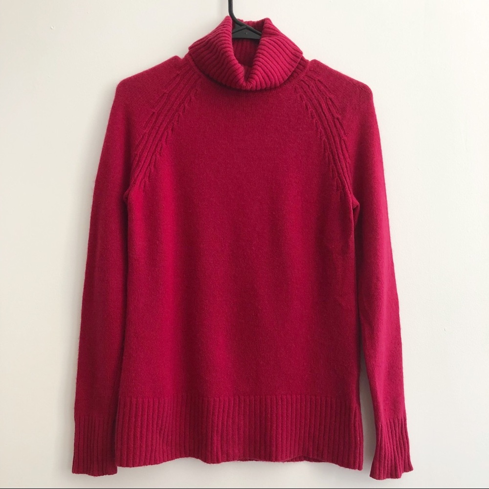 100% Cashmere Red Turtleneck Long Sleeve Sweater S